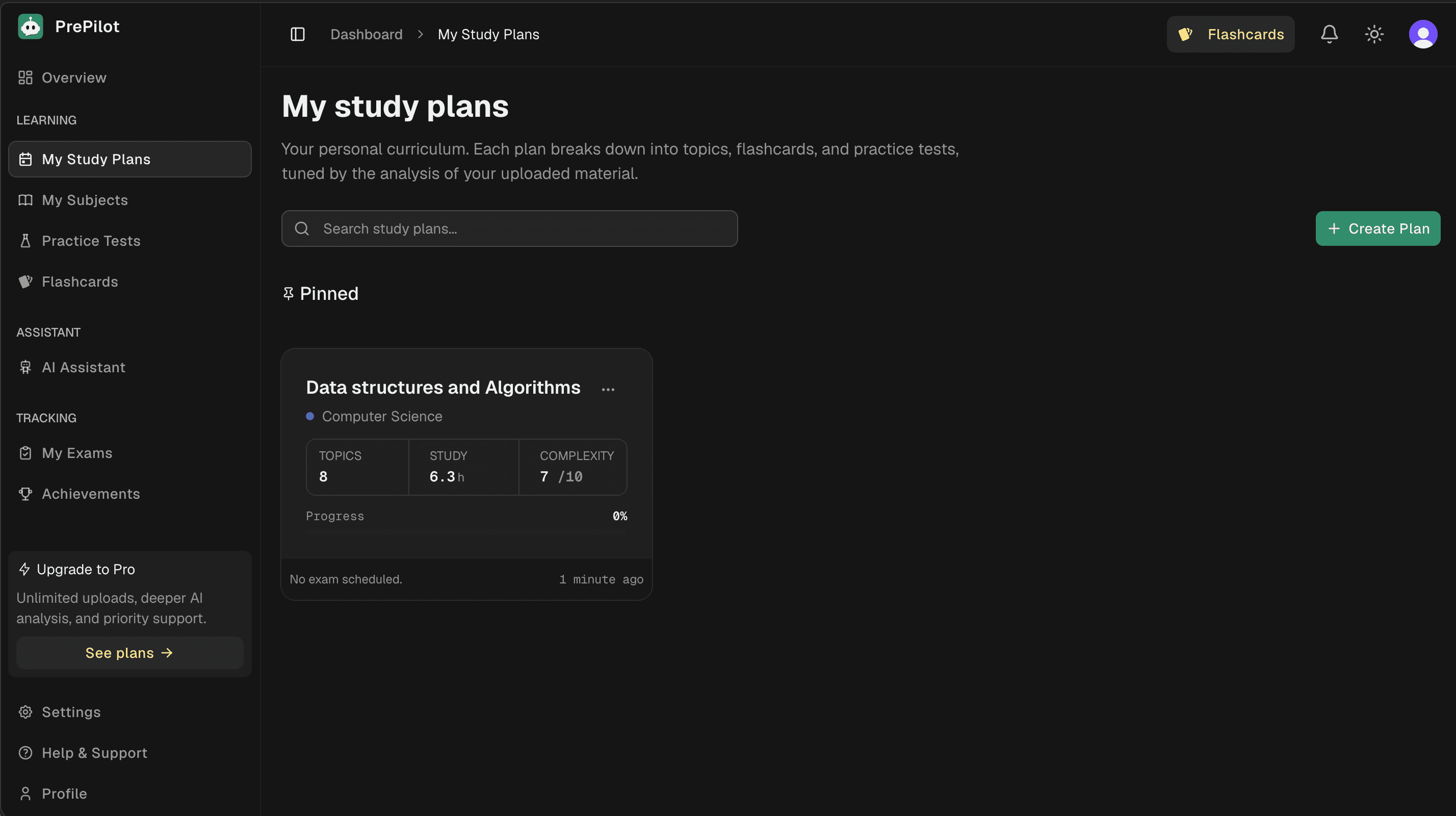 Prepilot dashboard preview